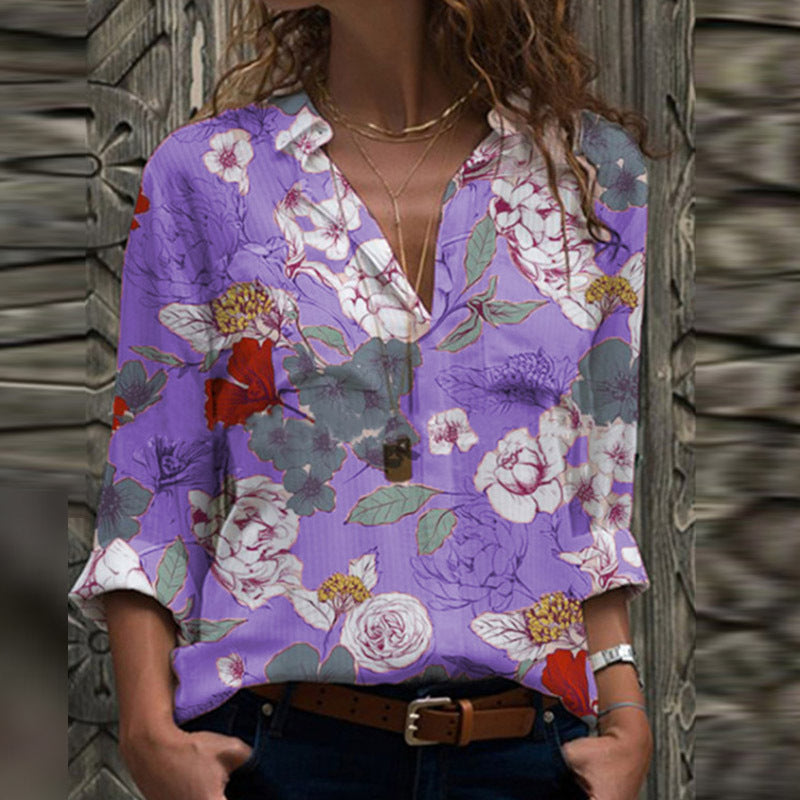 Printed Long-Sleeved Shirt And Floral Shirt