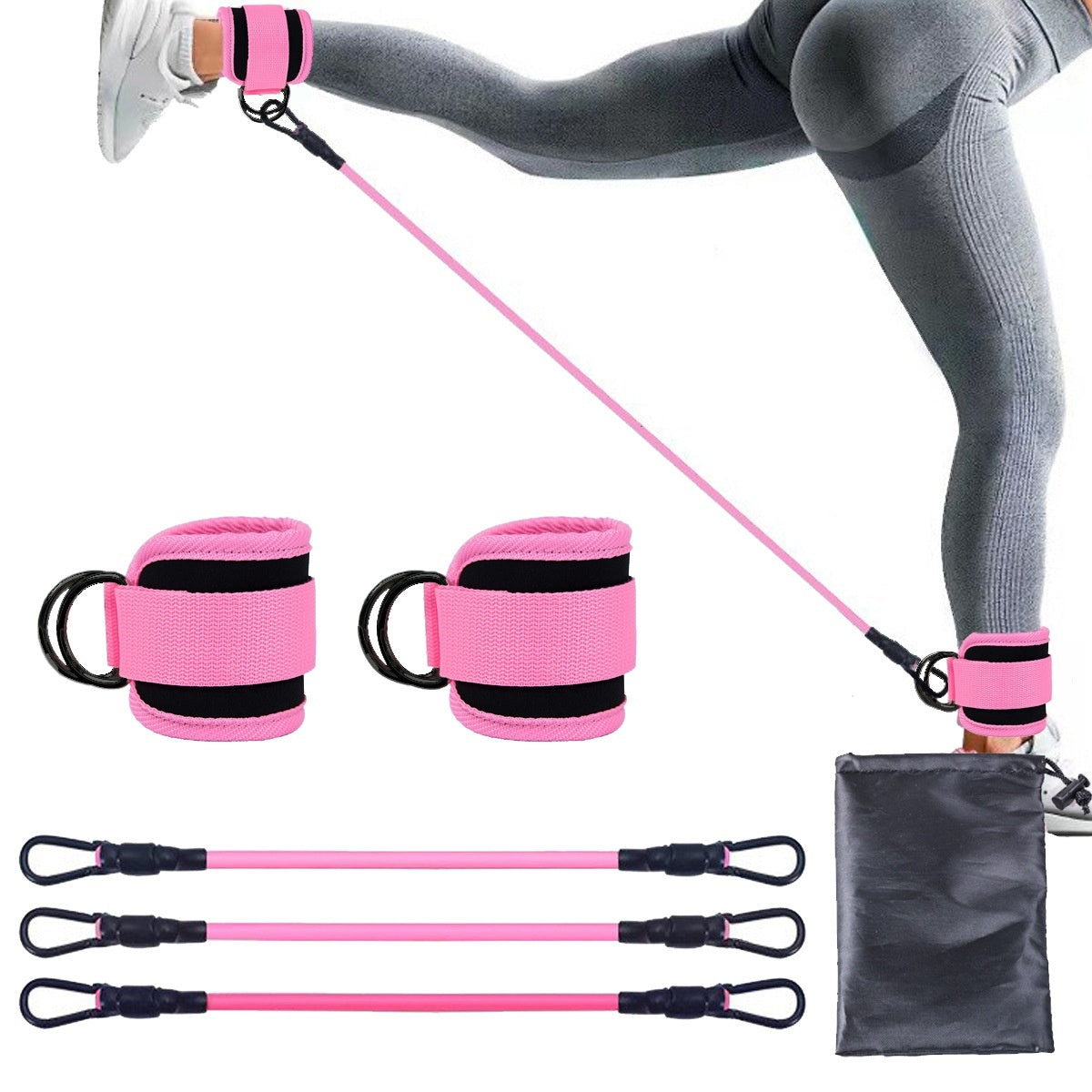 Ankle Ring Leggings Straps Gantry Ankle Foot Buckle Trainer Ankle Resistance Bands with Cuffs, Ankle Bands for Working Out, Ankle Resistance Band for Leg, Booty Workout Equipment for Kickbacks Hip Fitness Training, Exercise Bands for Butt Lift Women