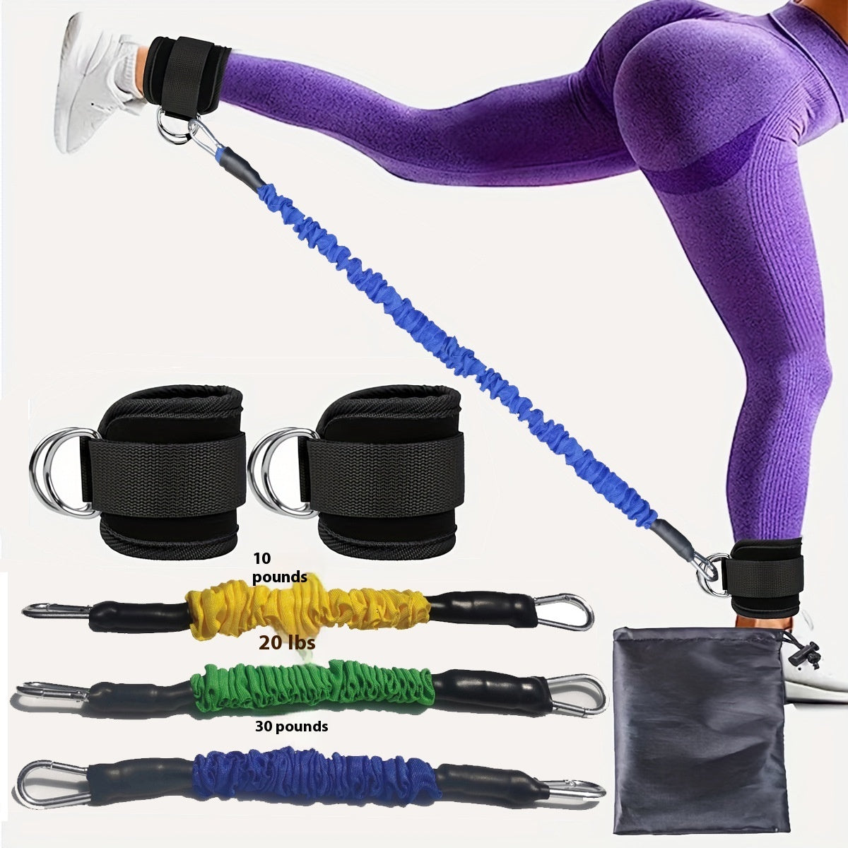 Ankle Ring Leggings Straps Gantry Ankle Foot Buckle Trainer Ankle Resistance Bands with Cuffs, Ankle Bands for Working Out, Ankle Resistance Band for Leg, Booty Workout Equipment for Kickbacks Hip Fitness Training, Exercise Bands for Butt Lift Women
