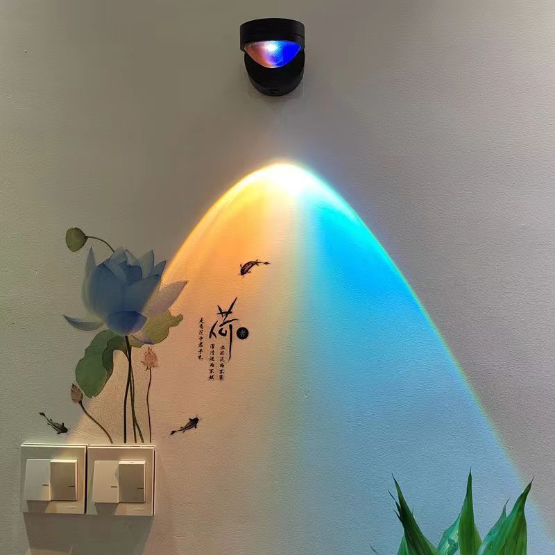 Rechargeable Sunset Red Wall Lamp Bedroom Bedside Installation-free Sunset Lamp
