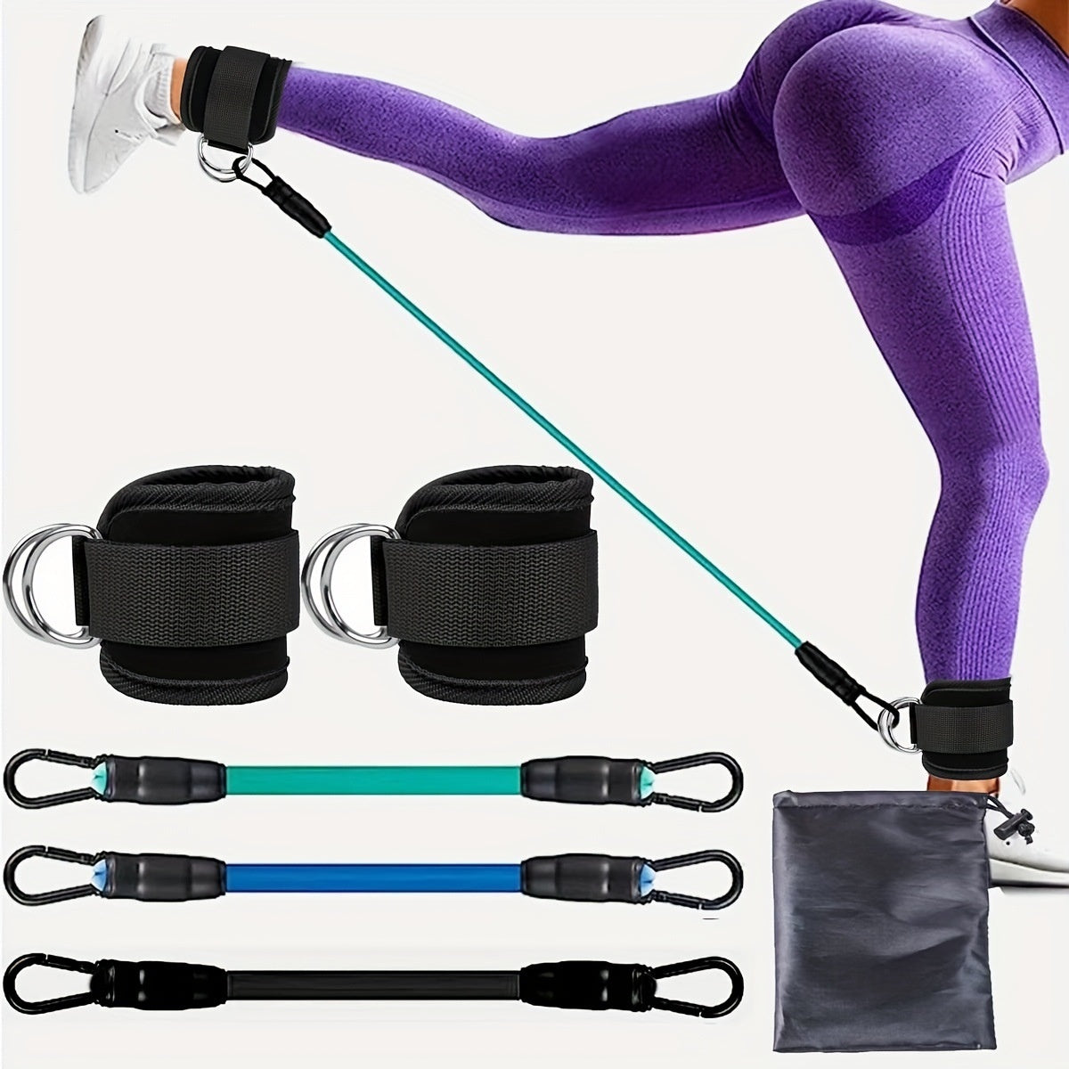 Ankle Ring Leggings Straps Gantry Ankle Foot Buckle Trainer Ankle Resistance Bands with Cuffs, Ankle Bands for Working Out, Ankle Resistance Band for Leg, Booty Workout Equipment for Kickbacks Hip Fitness Training, Exercise Bands for Butt Lift Women