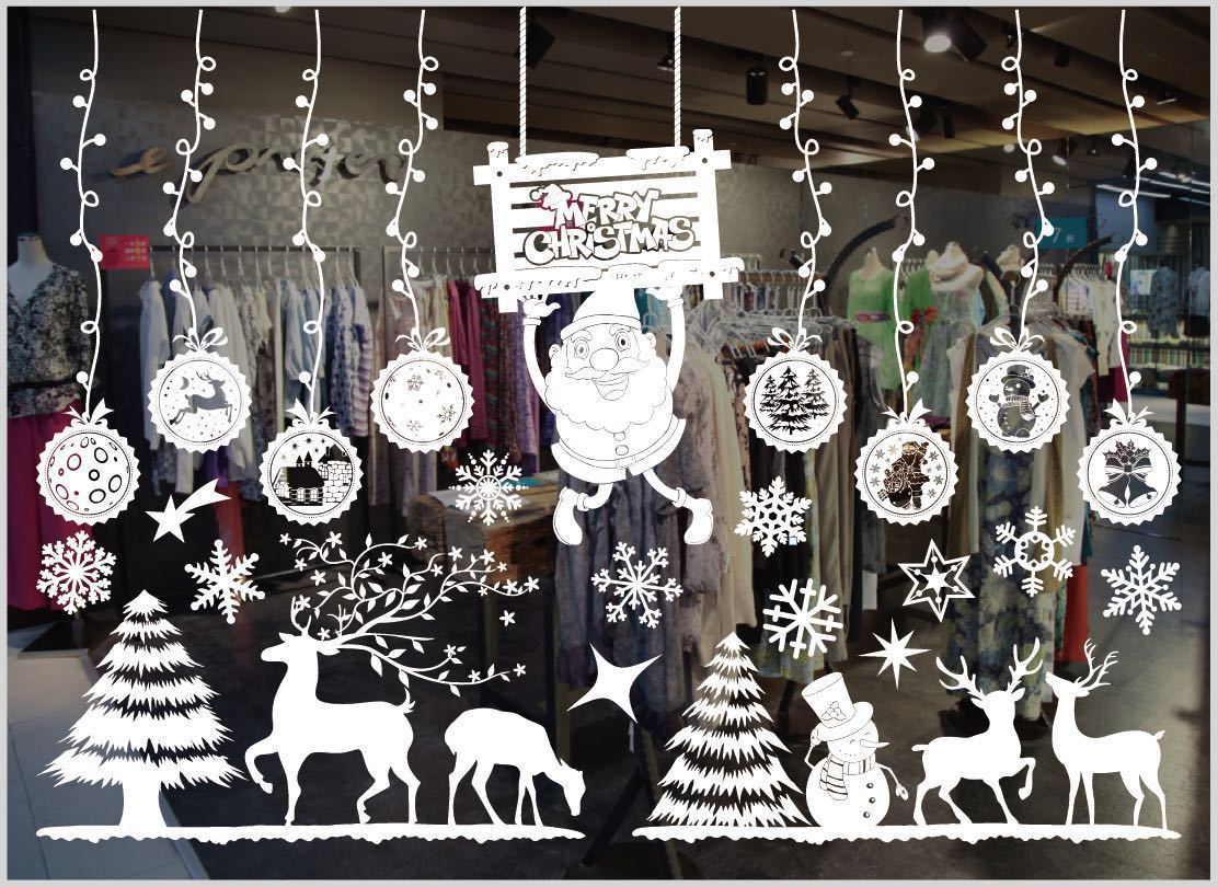 Christmas decorations store window stickers