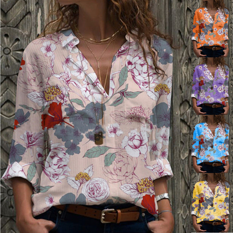 Printed Long-Sleeved Shirt And Floral Shirt