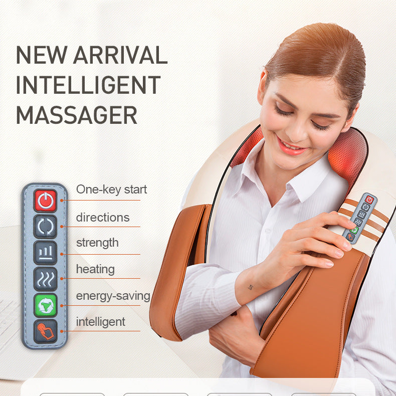 Car Six-Button Shoulder And Neck Massager, Shoulder, Suitable for Women and Men, Deep Tissue Kneading Pillow Massage - Back Massager, InvoSpa Shiatsu Back Shoulder and Neck Massager