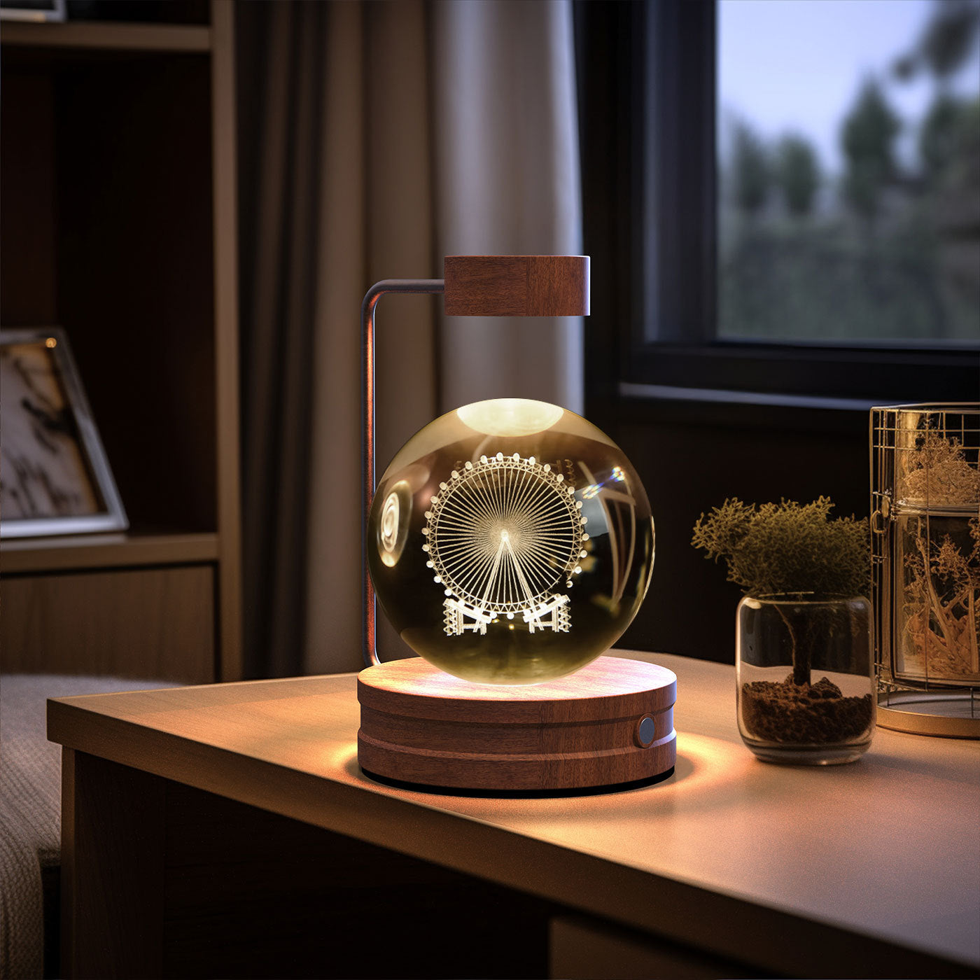 Crystal Ball Cosmic Dinosaur Indoor Night Light USB Power Warm Bedside Light Birthday Gift Night Lamp Ball Lamp, 3D K9 T-Rex, 3.15in USB Powered, 16 Colors Change, Remote Control, Night Light with Wooden Base, Gift Box