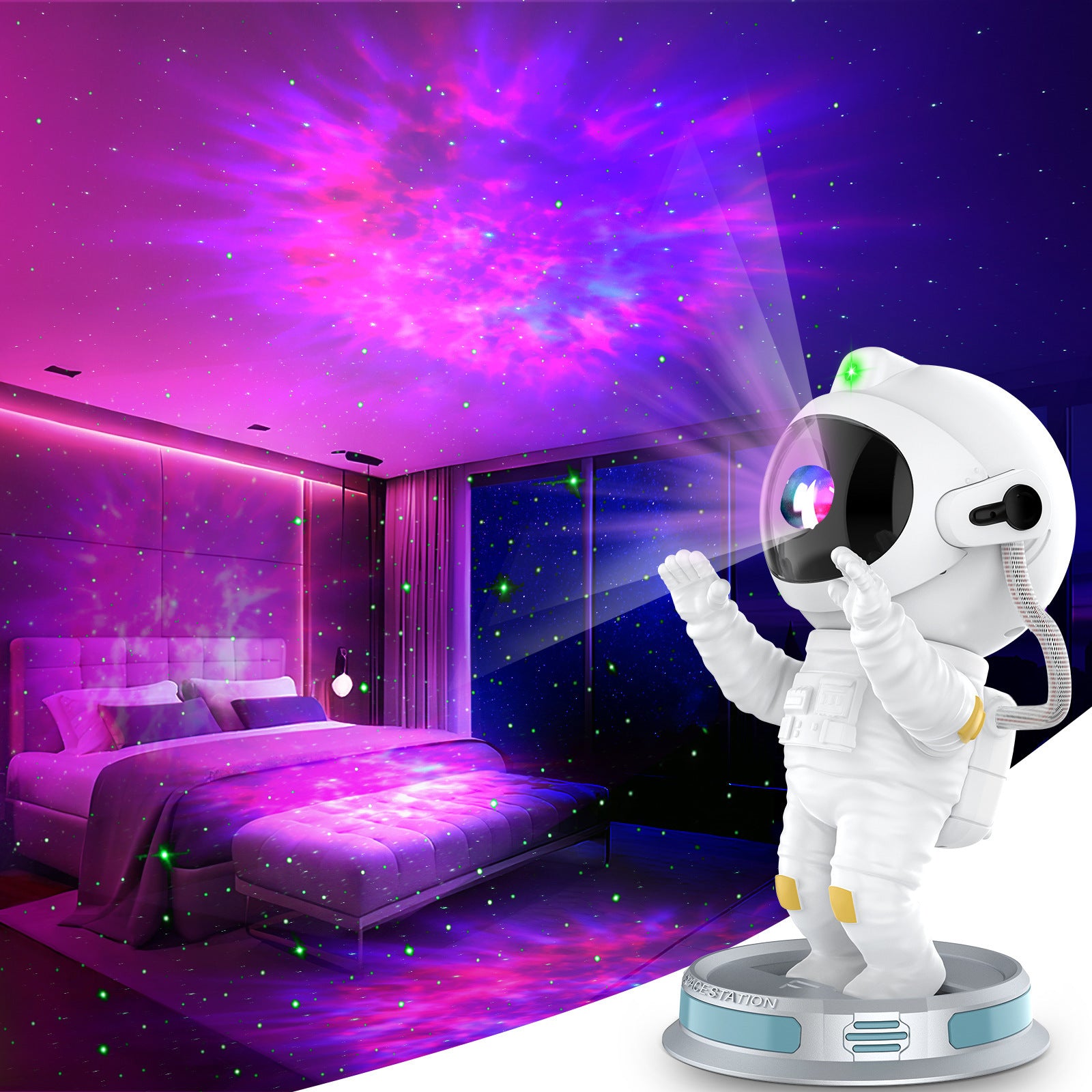 Exit Astronaut Starlight Projection Lamp Northern Lights Galaxy Projector With Remote Control - Bluetooth Speaker And Timer