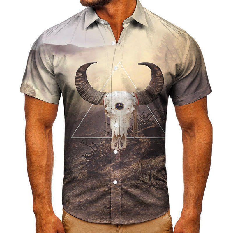 Short-sleeved Shirt Animal 3D Digital Printing Shirt Men's Top Shirt