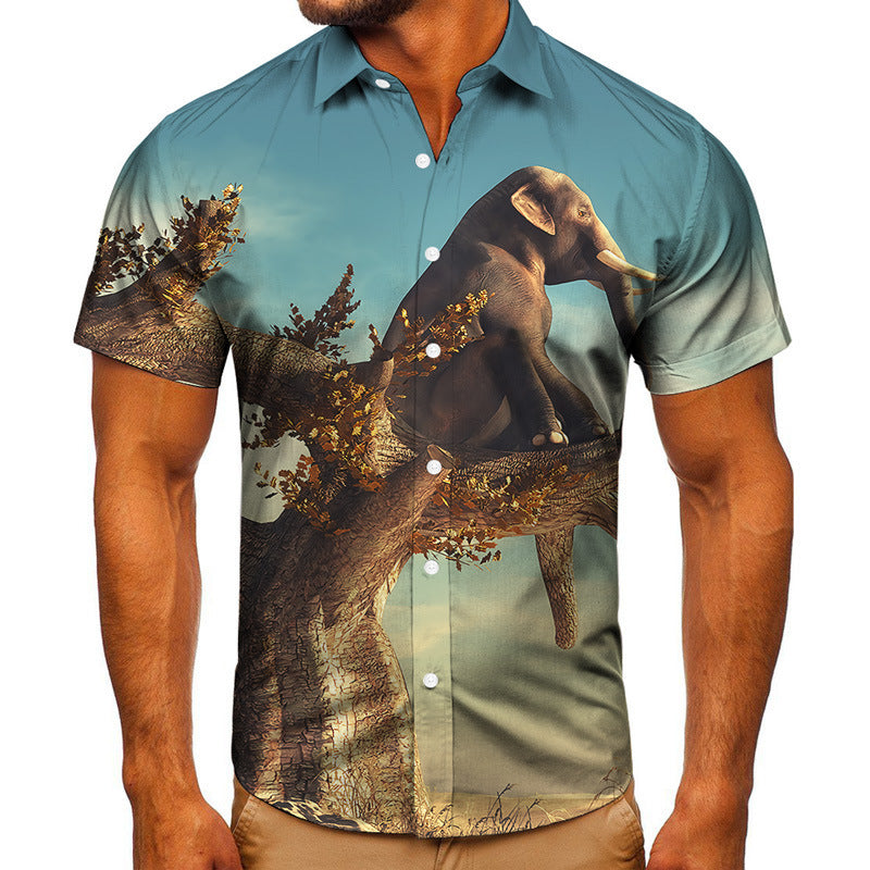 Short-sleeved Shirt Animal 3D Digital Printing Shirt Men's Top Shirt