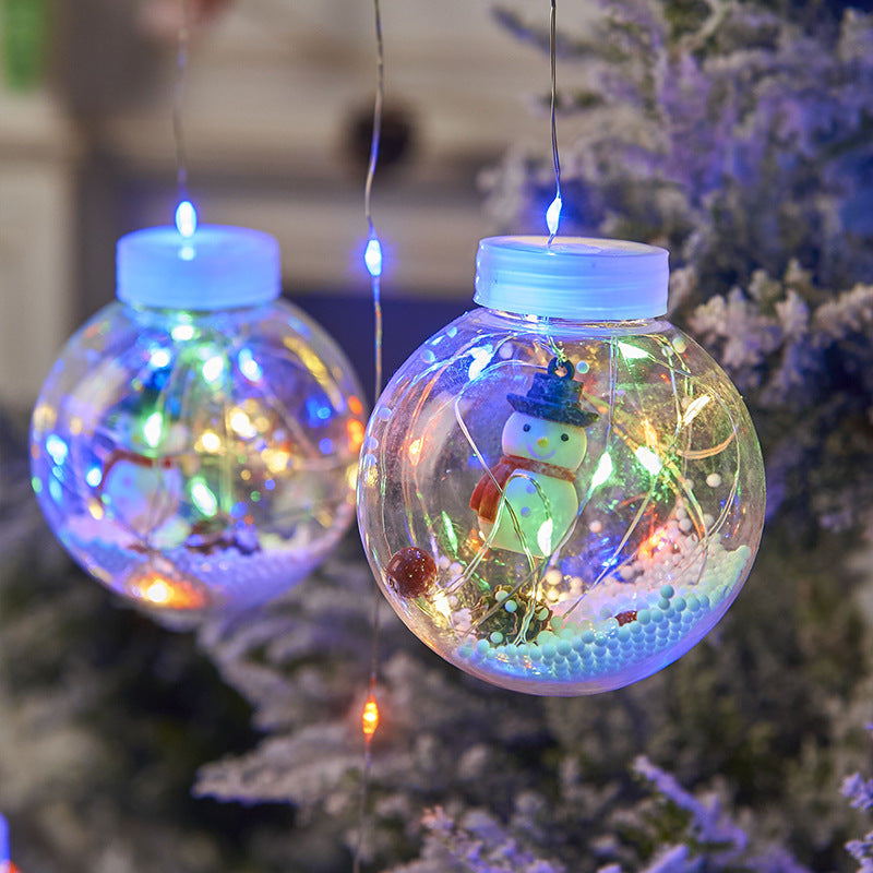 10PCS LED Christmas Curtain Lamp Fairy Snowman Wishing Ball Lamp String Christmas Window Decoration Christmas Light Room