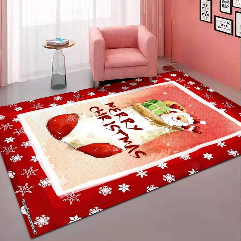 Home Living Room Bedroom Rug Doormat Merry Christmas Gnome Welcome Doormat, Dirt Resistant Low Pile Indoor Outdoor