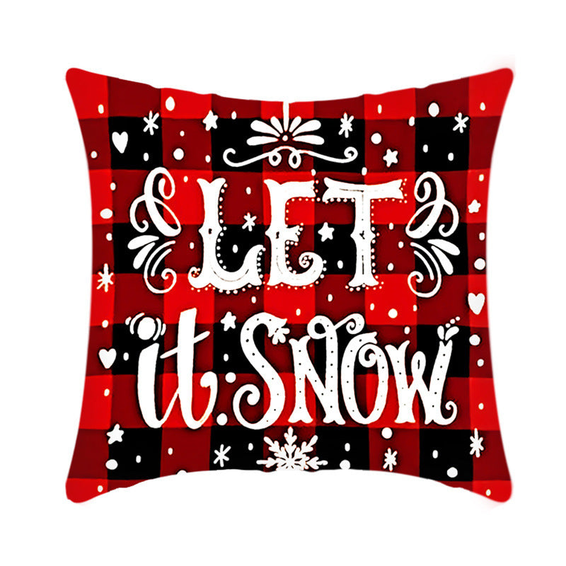 Merry Christmas Cushion Cover 45cm Elk Santa Claus Short Plush Sofa Pillow Cover Home Decor Pillowcase Christmas Decoration