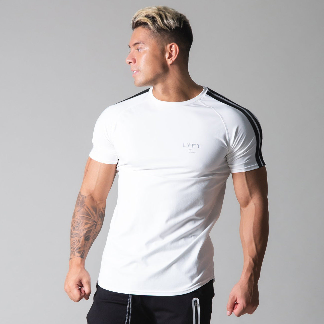 Round Neck Half Sleeve Thin T-shirt Solid Color Top Men