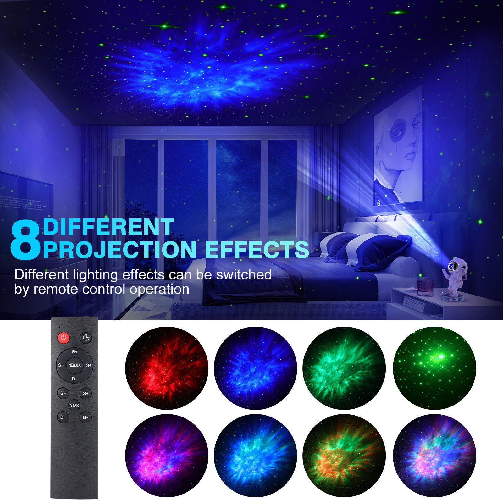 Exit Astronaut Starlight Projection Lamp Northern Lights Galaxy Projector With Remote Control - Bluetooth Speaker And Timer