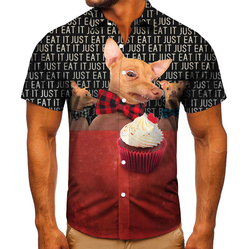 Short-sleeved Shirt Animal 3D Digital Printing Shirt Men's Top Shirt