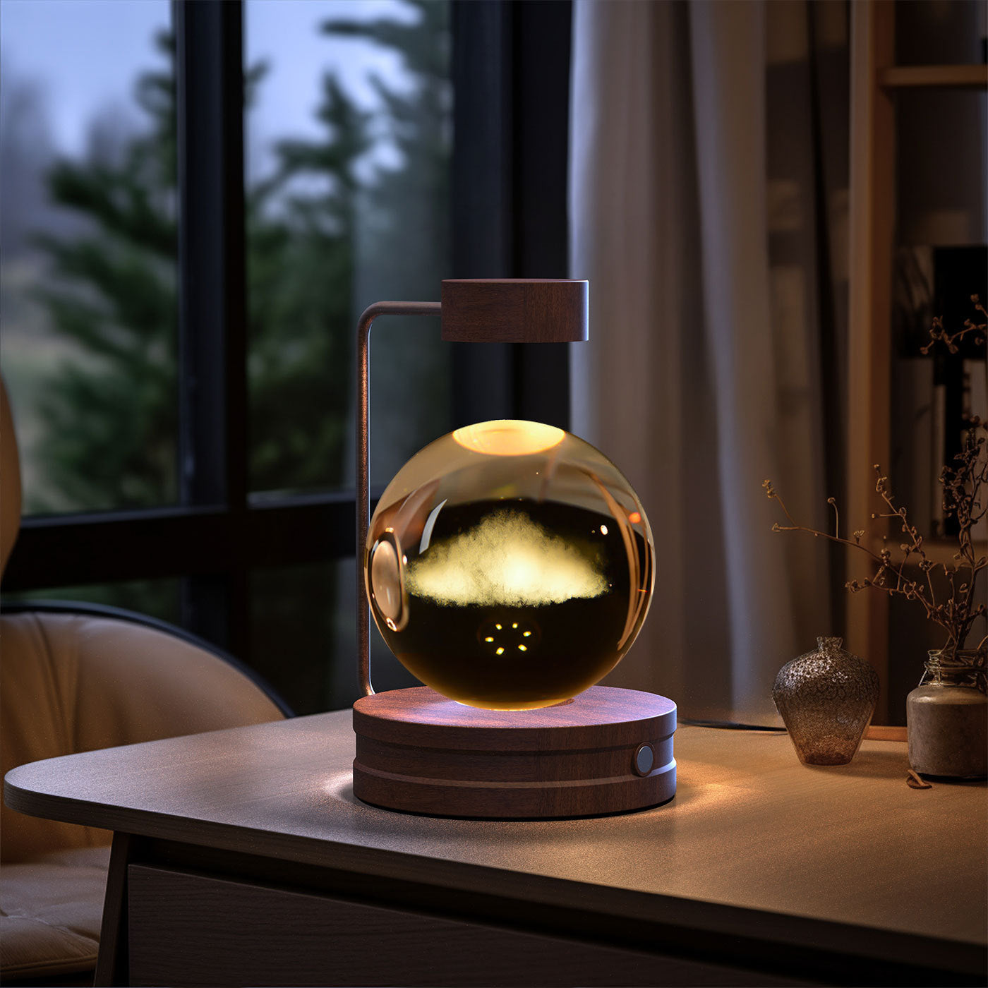 Crystal Ball Cosmic Dinosaur Indoor Night Light USB Power Warm Bedside Light Birthday Gift Night Lamp Ball Lamp, 3D K9 T-Rex, 3.15in USB Powered, 16 Colors Change, Remote Control, Night Light with Wooden Base, Gift Box