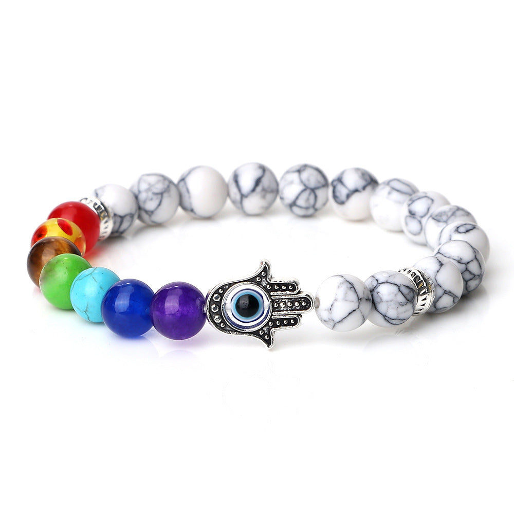 Spacer Bergamot Alloy Spacer Evil Eyes Elastic Bracelet Colorful Stone Bead