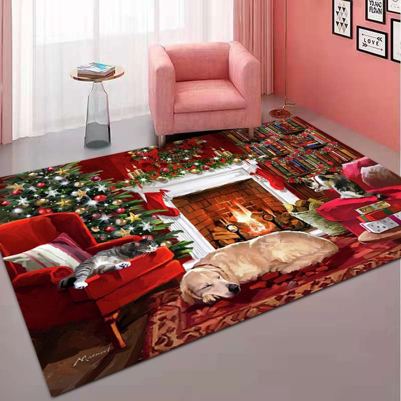 Home Living Room Bedroom Rug Doormat Merry Christmas Gnome Welcome Doormat, Dirt Resistant Low Pile Indoor Outdoor