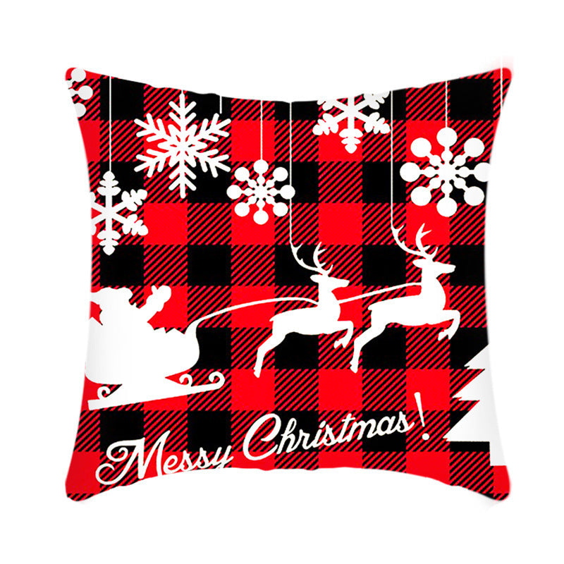 Merry Christmas Cushion Cover 45cm Elk Santa Claus Short Plush Sofa Pillow Cover Home Decor Pillowcase Christmas Decoration