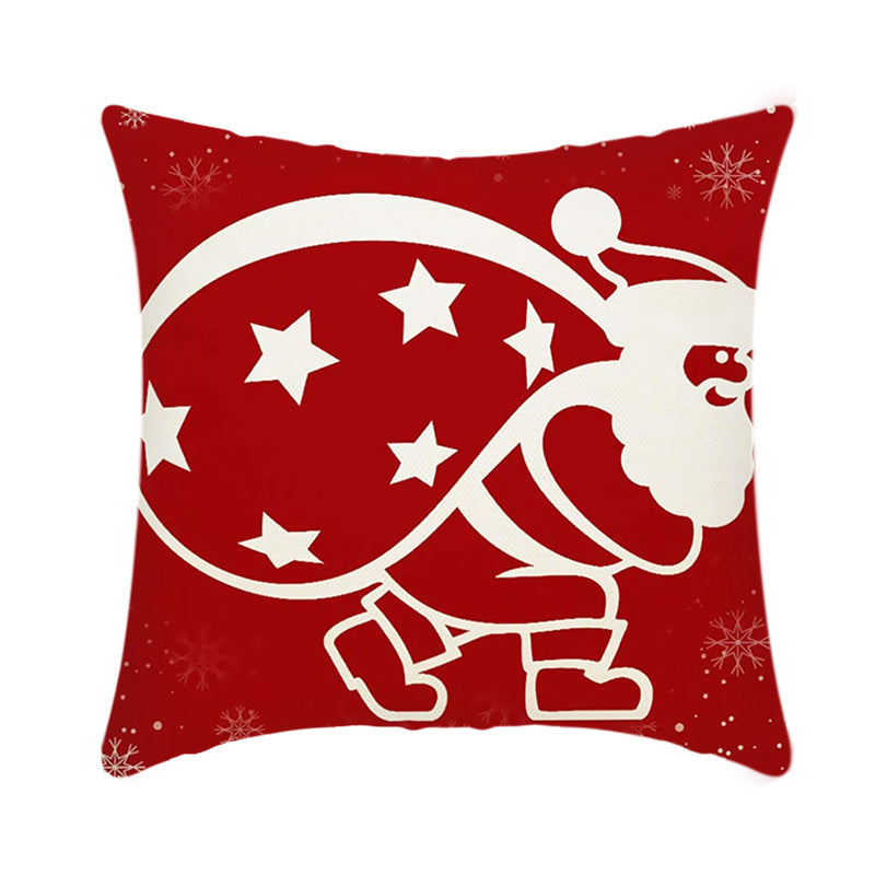 Merry Christmas Cushion Cover 45cm Elk Santa Claus Short Plush Sofa Pillow Cover Home Decor Pillowcase Christmas Decoration