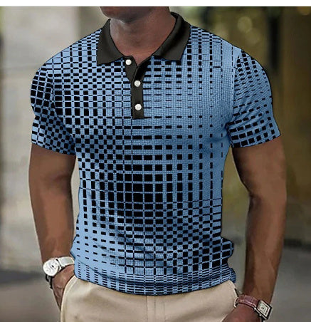 Men's Polo Golf Shirt Outdoor Casual 3D Color Matching Geometric Print