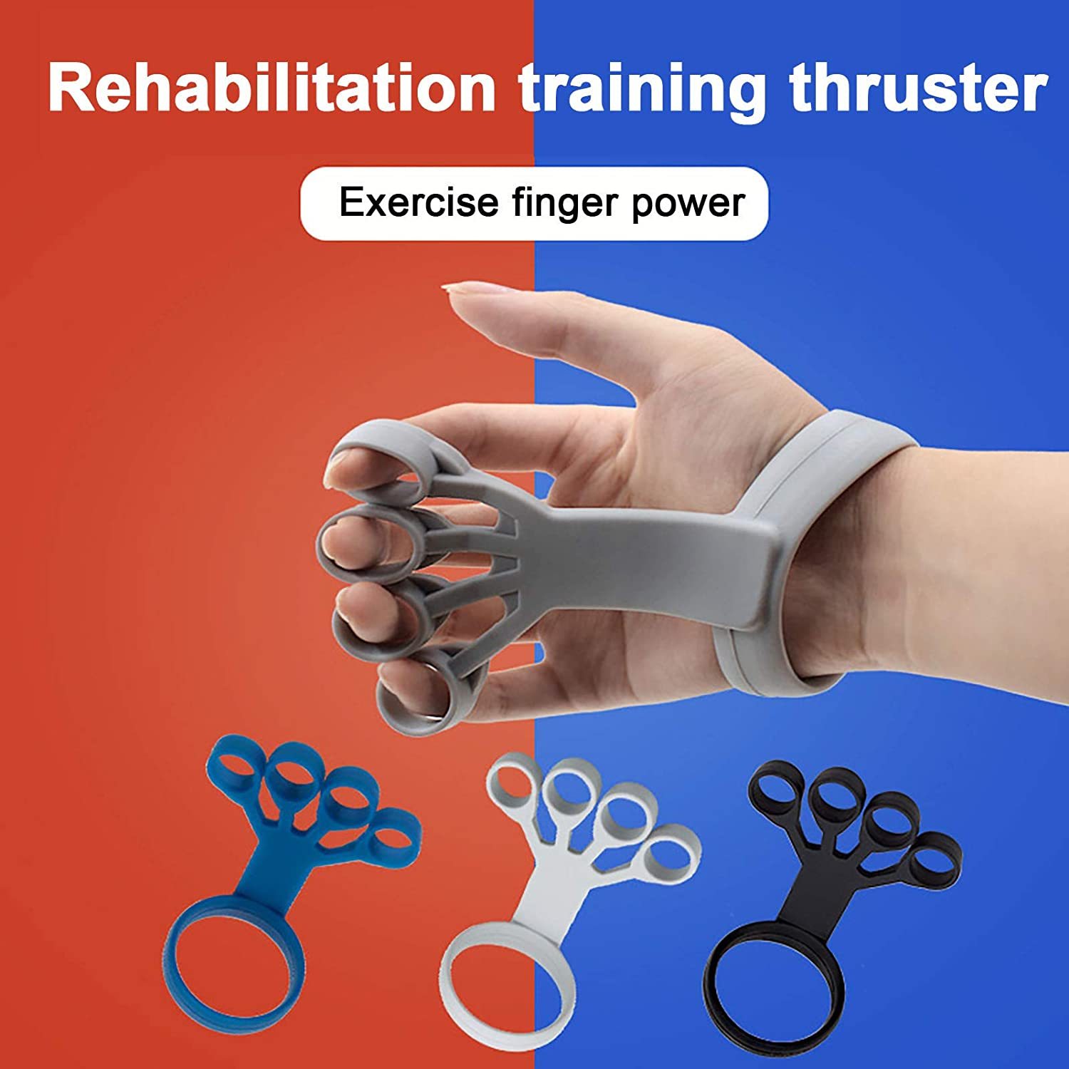 Silicone Grip Device Finger Exercise Stretcher Arthritis Hand Grip 2PCS Finger Strengthener, Hand Strengthener Finger Exerciser & Hand Strengthener, Extension Exerciser Gripper Band for Wrist Training