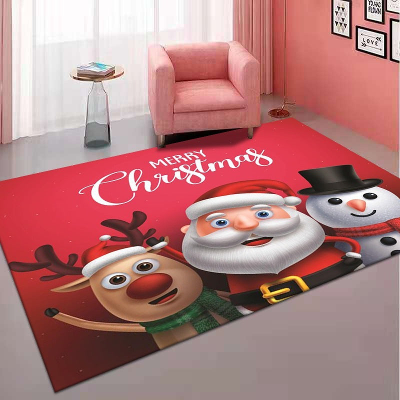 Home Living Room Bedroom Rug Doormat Merry Christmas Gnome Welcome Doormat, Dirt Resistant Low Pile Indoor Outdoor