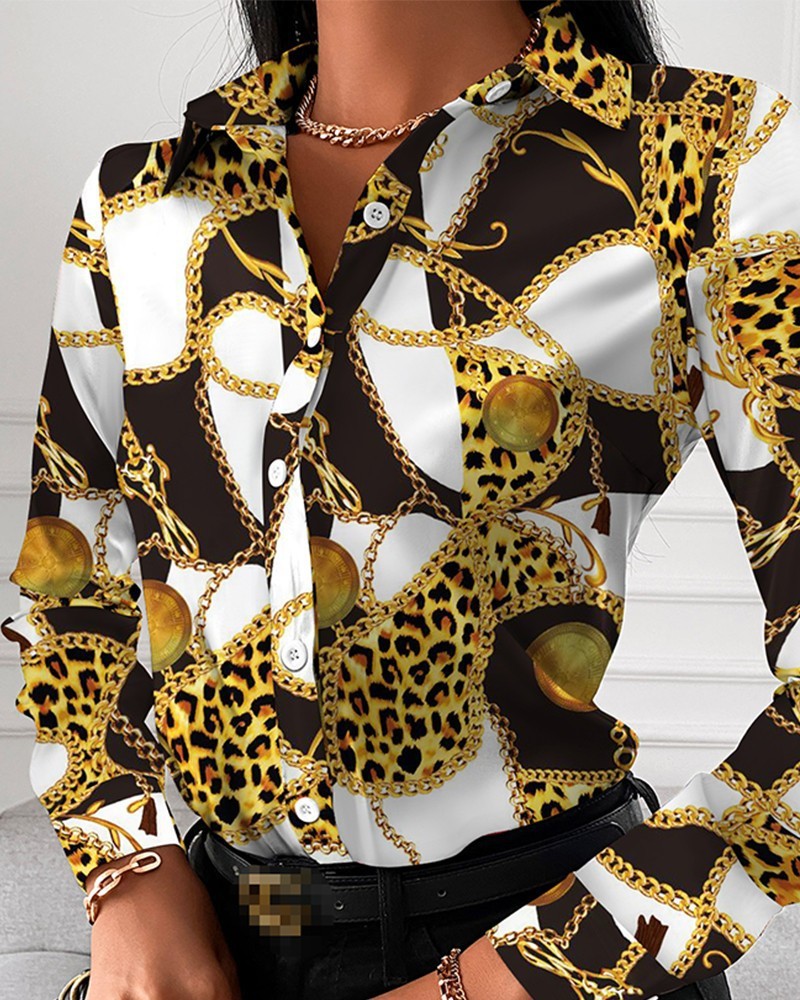 Autumn Shirt Long-sleeved Printed Lapel Shirt