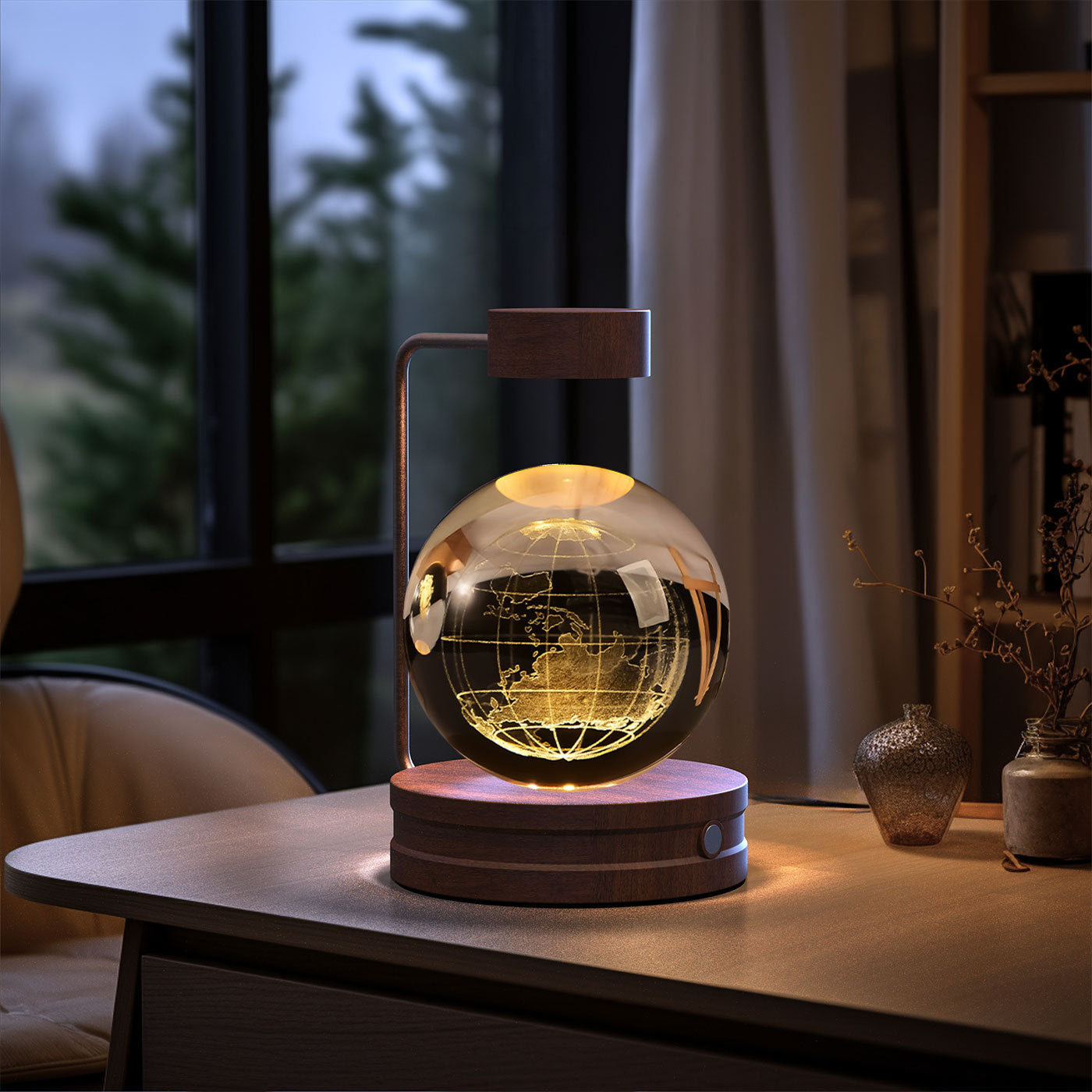 Crystal Ball Cosmic Dinosaur Indoor Night Light USB Power Warm Bedside Light Birthday Gift Night Lamp Ball Lamp, 3D K9 T-Rex, 3.15in USB Powered, 16 Colors Change, Remote Control, Night Light with Wooden Base, Gift Box