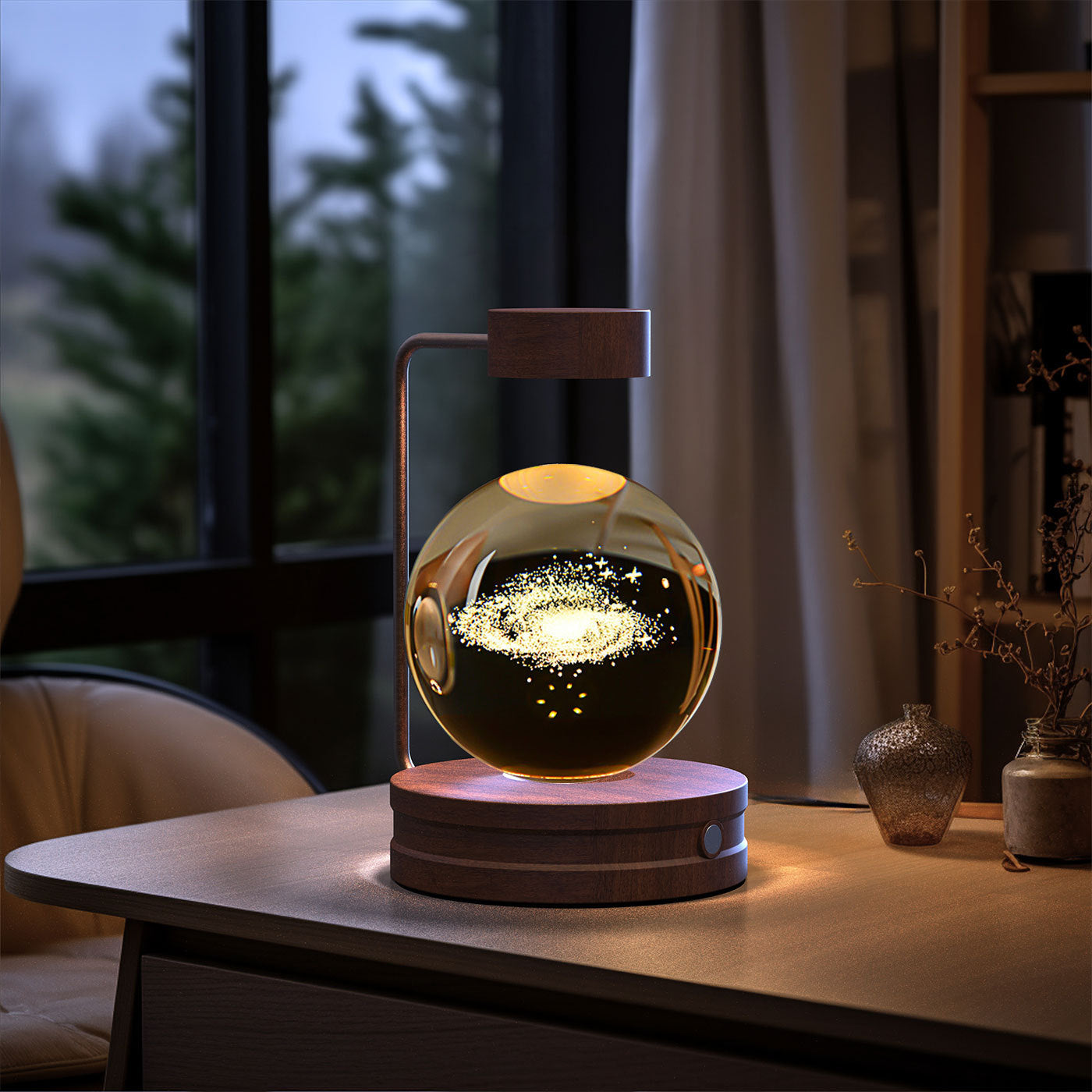 Crystal Ball Cosmic Dinosaur Indoor Night Light USB Power Warm Bedside Light Birthday Gift Night Lamp Ball Lamp, 3D K9 T-Rex, 3.15in USB Powered, 16 Colors Change, Remote Control, Night Light with Wooden Base, Gift Box